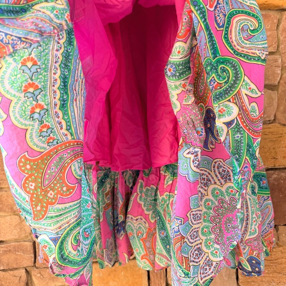 Lauren Ralph Lauren M Pink Paisley Tiered Cotton Flowy Women Maxi Skirt BOHO - Picture 4 of 10
